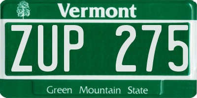 VT license plate ZUP275