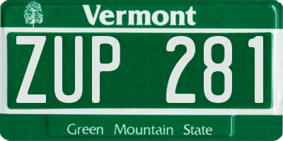 VT license plate ZUP281