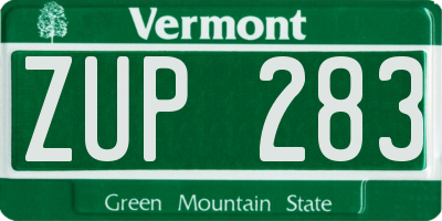 VT license plate ZUP283