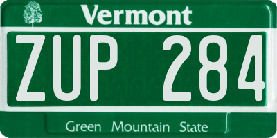 VT license plate ZUP284