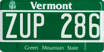 VT license plate ZUP286