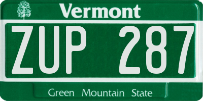 VT license plate ZUP287