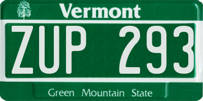 VT license plate ZUP293