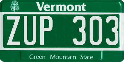 VT license plate ZUP303