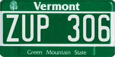 VT license plate ZUP306