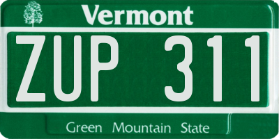 VT license plate ZUP311