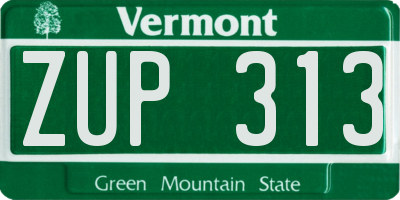 VT license plate ZUP313
