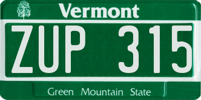 VT license plate ZUP315