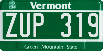 VT license plate ZUP319