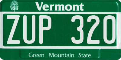 VT license plate ZUP320