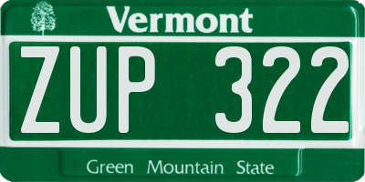 VT license plate ZUP322