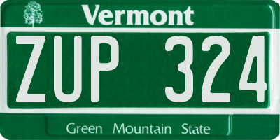 VT license plate ZUP324