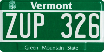 VT license plate ZUP326