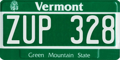 VT license plate ZUP328