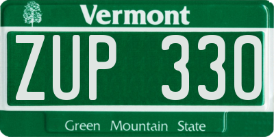 VT license plate ZUP330