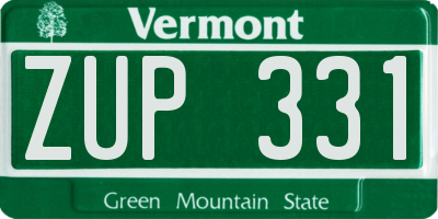 VT license plate ZUP331
