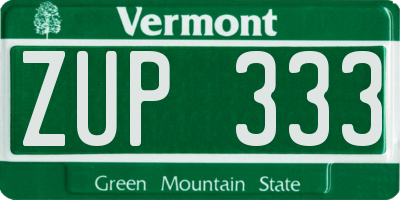 VT license plate ZUP333