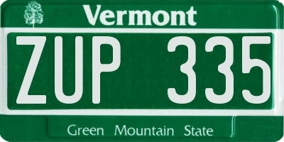 VT license plate ZUP335