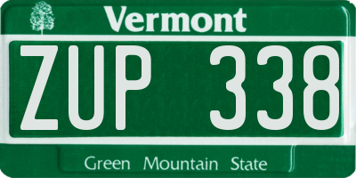 VT license plate ZUP338