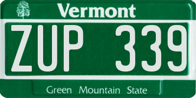 VT license plate ZUP339