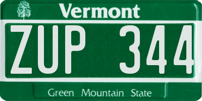 VT license plate ZUP344