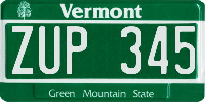 VT license plate ZUP345