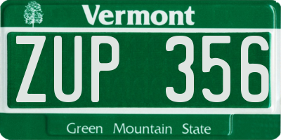 VT license plate ZUP356