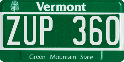 VT license plate ZUP360