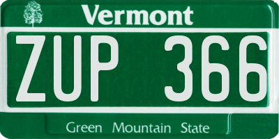 VT license plate ZUP366