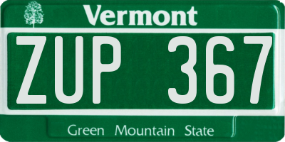 VT license plate ZUP367