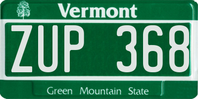 VT license plate ZUP368