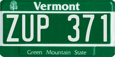 VT license plate ZUP371