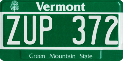 VT license plate ZUP372
