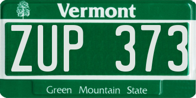 VT license plate ZUP373