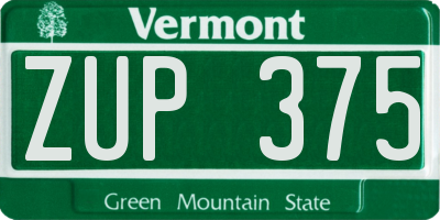 VT license plate ZUP375