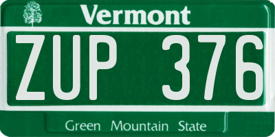 VT license plate ZUP376