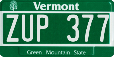 VT license plate ZUP377