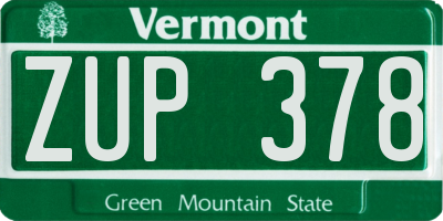 VT license plate ZUP378