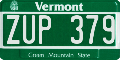 VT license plate ZUP379