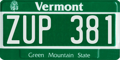 VT license plate ZUP381