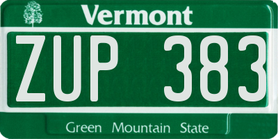 VT license plate ZUP383
