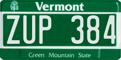 VT license plate ZUP384
