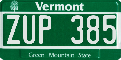 VT license plate ZUP385
