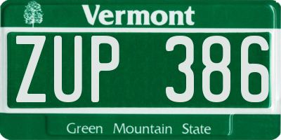 VT license plate ZUP386