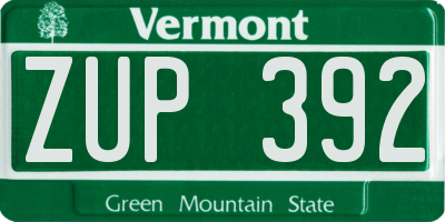 VT license plate ZUP392