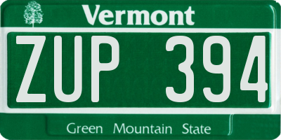 VT license plate ZUP394