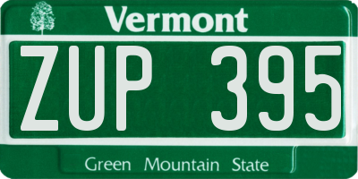 VT license plate ZUP395
