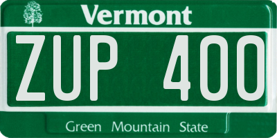 VT license plate ZUP400