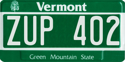 VT license plate ZUP402