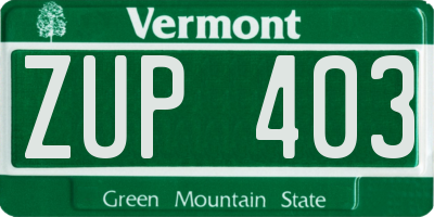 VT license plate ZUP403